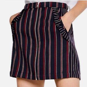 BCBGeneration | Striped Navy and Red Mini Skirt - Size 10